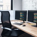 SMACSS의 관리 도구 및 리소스 - **Prompt:** A split image of a modern developer's desk. On the left, a chaotic scene with tangled wi...