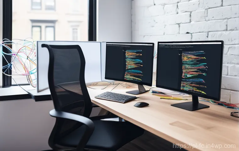 SMACSS의 관리 도구 및 리소스 - **Prompt:** A split image of a modern developer's desk. On the left, a chaotic scene with tangled wi...