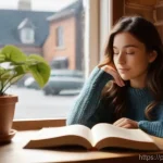 CSS 아키텍처 패턴의 사례 연구 - A young woman in her early twenties, with long, wavy brown hair, is comfortably seated in a cozy, su...